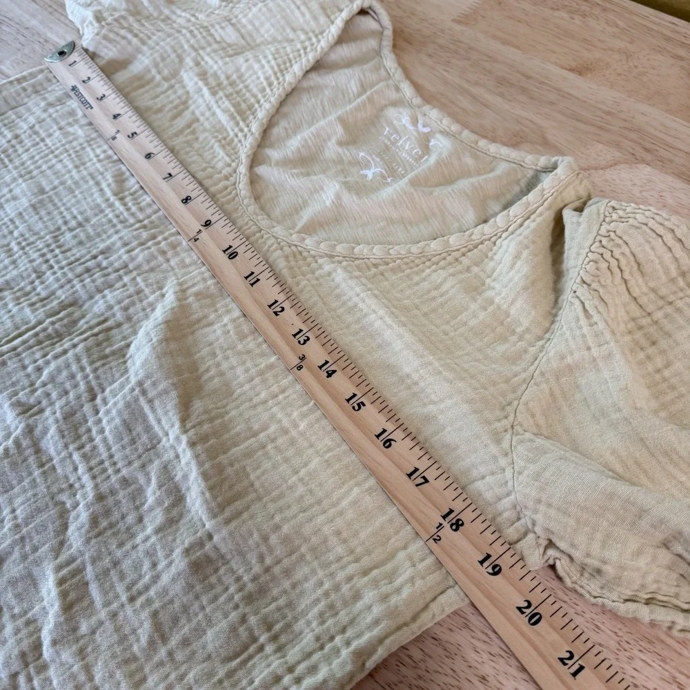 Velvet Graham & Spencer Louisa‎ Puff Sleeve Top Size S Gauze Slub Cotton Yellow